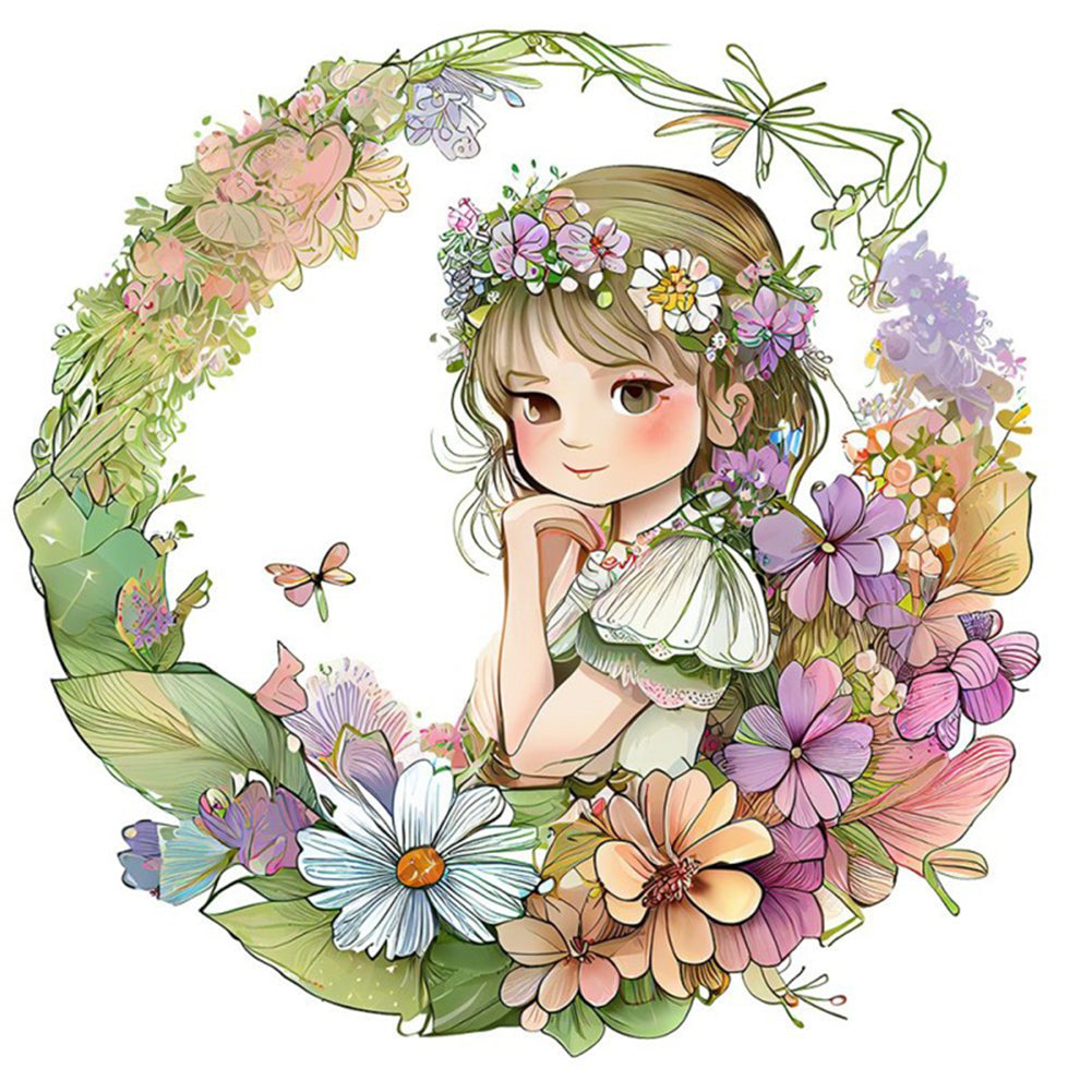 Flower Fairy - Full Round Drill Diamond Painting 30*30CM