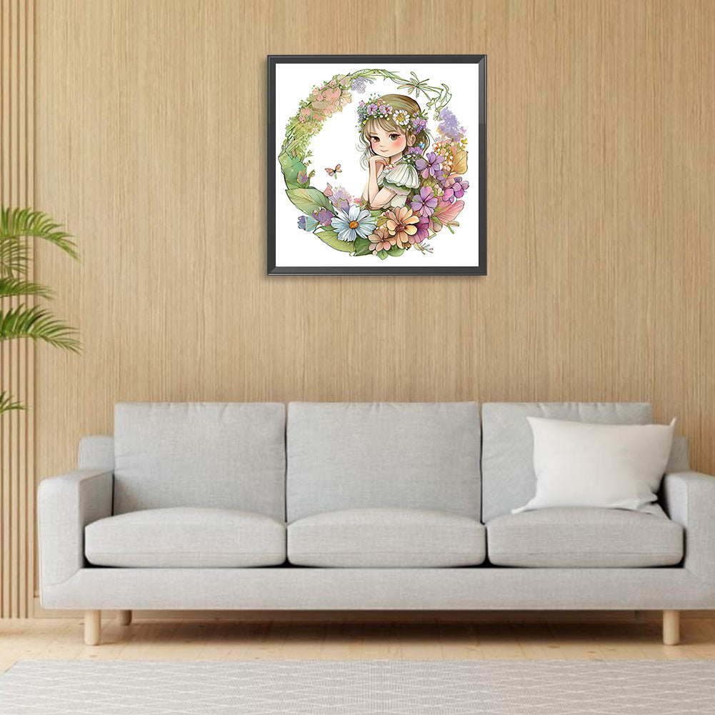 Flower Fairy - Full Round Drill Diamond Painting 30*30CM