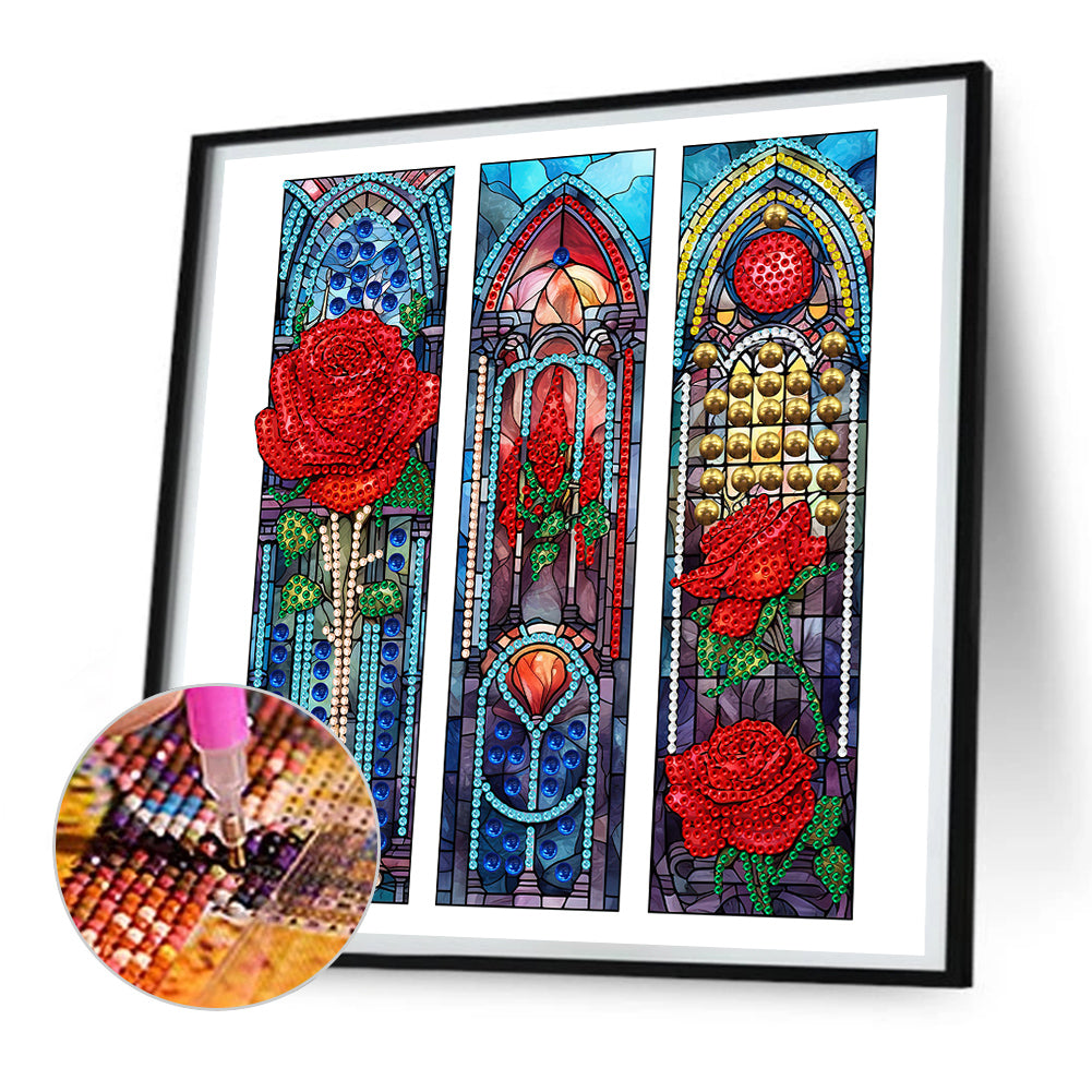 Rose Glass Painting - Special Shaped Drill Diamond Painting 30*30CM