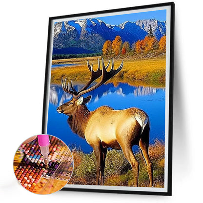 Reindeer - Full Round Drill Diamond Painting 30*40CM