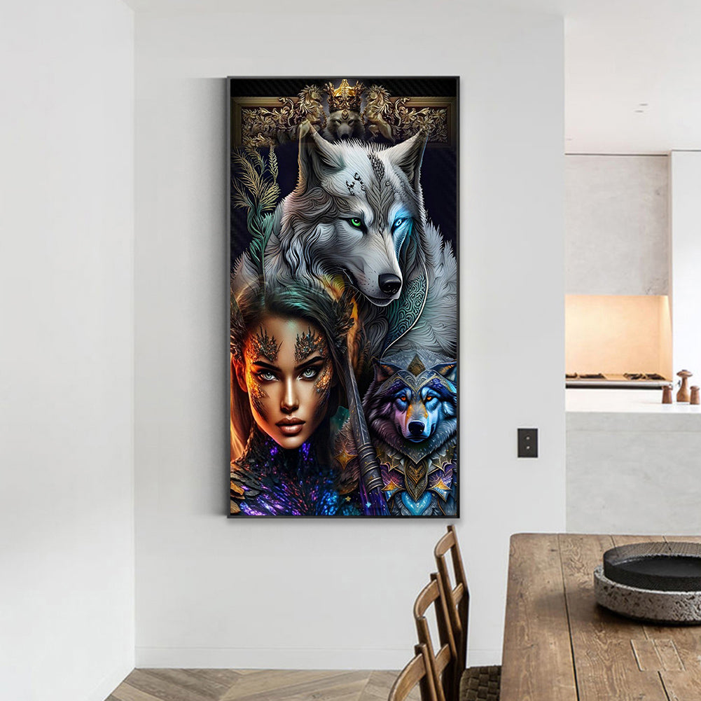 Beauty And Wolf - Full Round Drill Diamond Painting 40*70CM