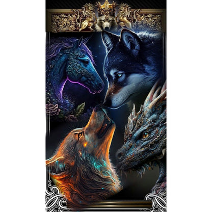 Unicorn And Wolf - Full Round Drill Diamond Painting 40*70CM