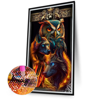 Owl And Wolf - Full Round Drill Diamond Painting 40*70CM