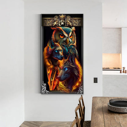 Owl And Wolf - Full Round Drill Diamond Painting 40*70CM