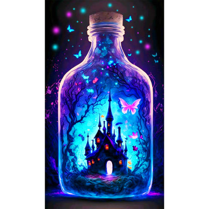 Castle In A Bottle Blue Purple - Full Round Drill Diamond Painting 40*70CM