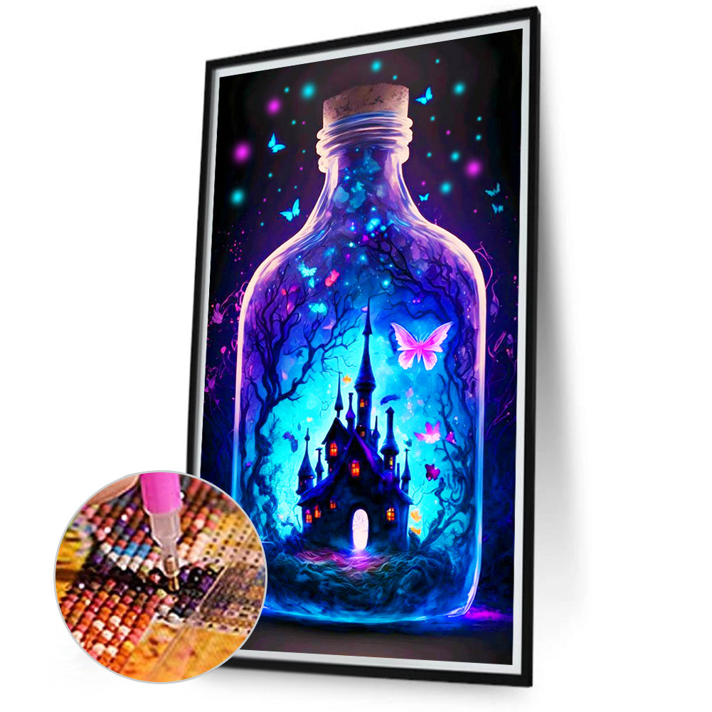 Castle In A Bottle Blue Purple - Full Round Drill Diamond Painting 40*70CM