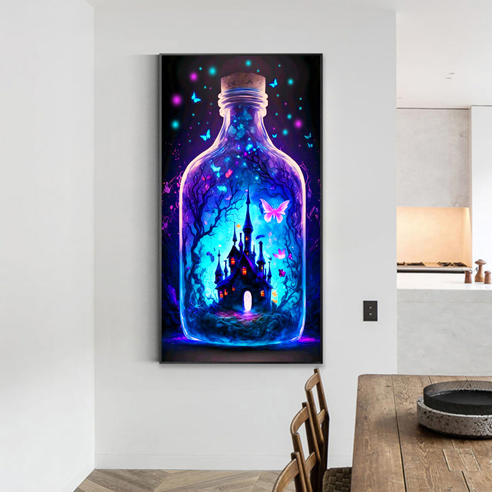 Castle In A Bottle Blue Purple - Full Round Drill Diamond Painting 40*70CM