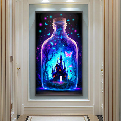 Castle In A Bottle Blue Purple - Full Round Drill Diamond Painting 40*70CM