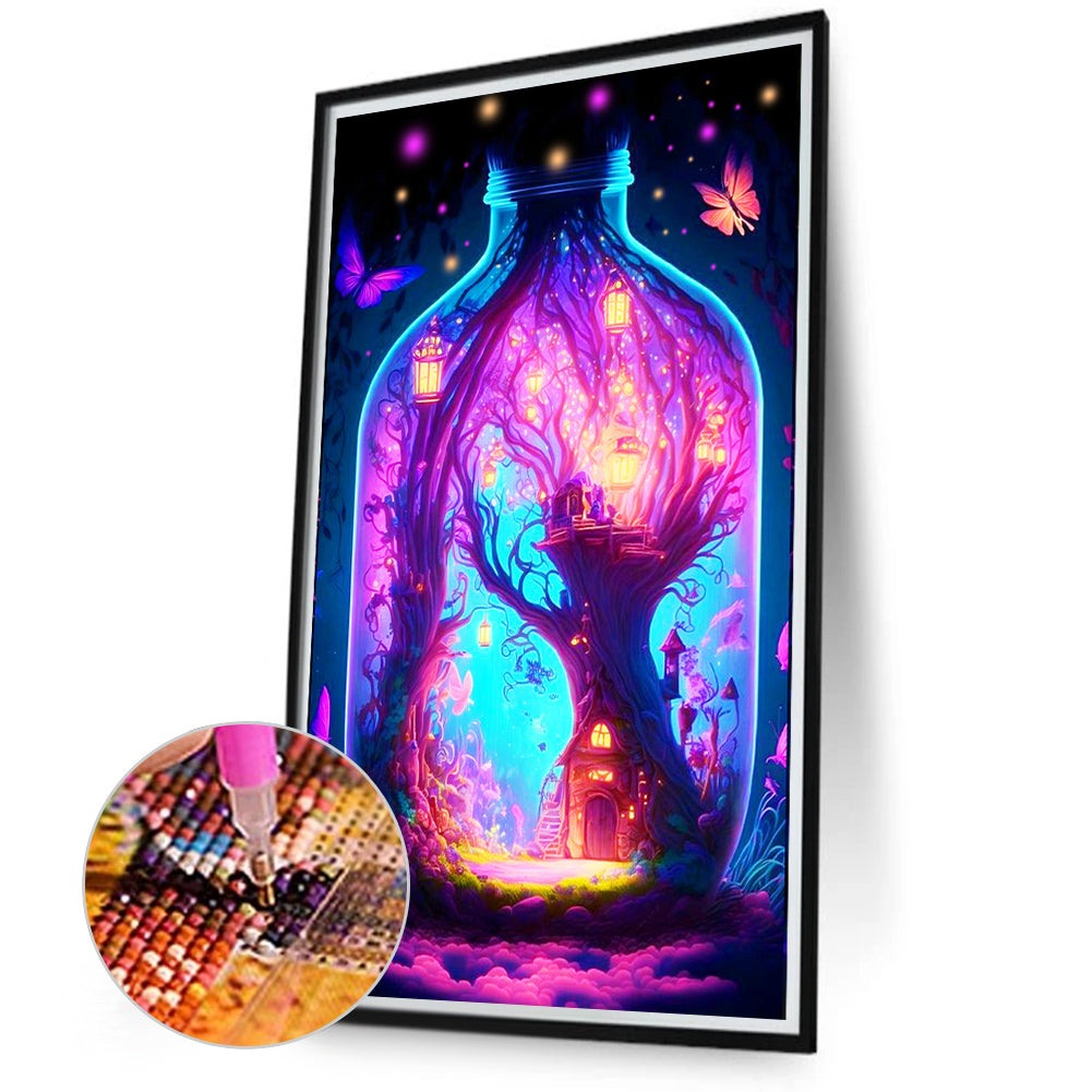 Castle In A Bottle Pink Blue - Full Round Drill Diamond Painting 40*70CM