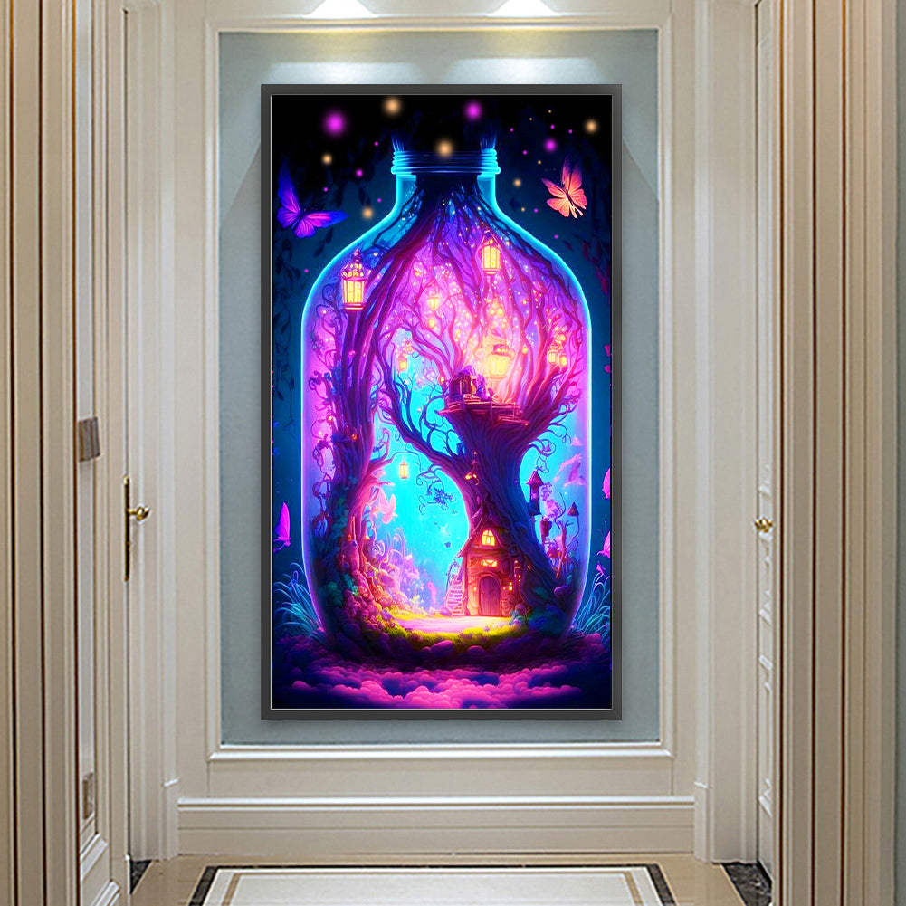 Castle In A Bottle Pink Blue - Full Round Drill Diamond Painting 40*70CM