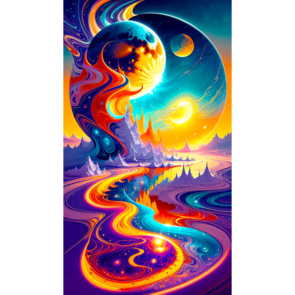 Metal Sand Ball Moon Night - Full Round Drill Diamond Painting 40*70CM