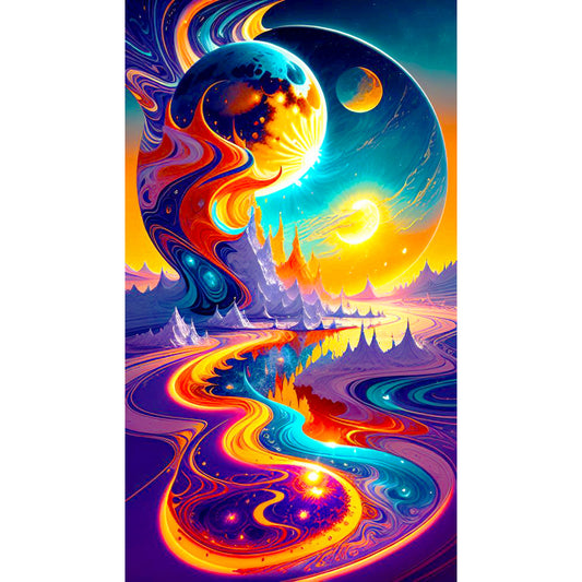 Metal Sand Ball Moon Night - Full Round Drill Diamond Painting 40*70CM