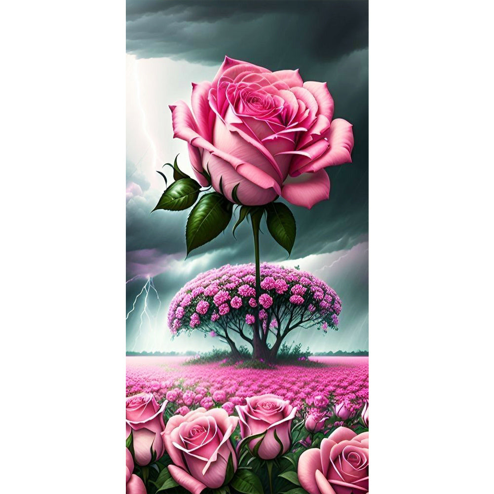 Rainy Rose Field - Full Round Drill Diamond Painting 40*80CM