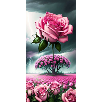 Rainy Rose Field - Full Round Drill Diamond Painting 40*80CM