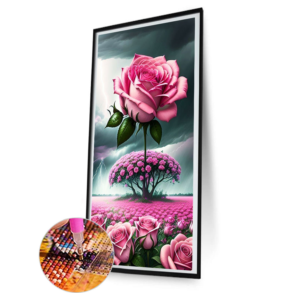 Rainy Rose Field - Full Round Drill Diamond Painting 40*80CM