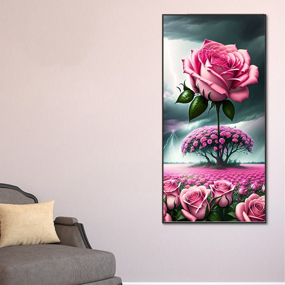 Rainy Rose Field - Full Round Drill Diamond Painting 40*80CM
