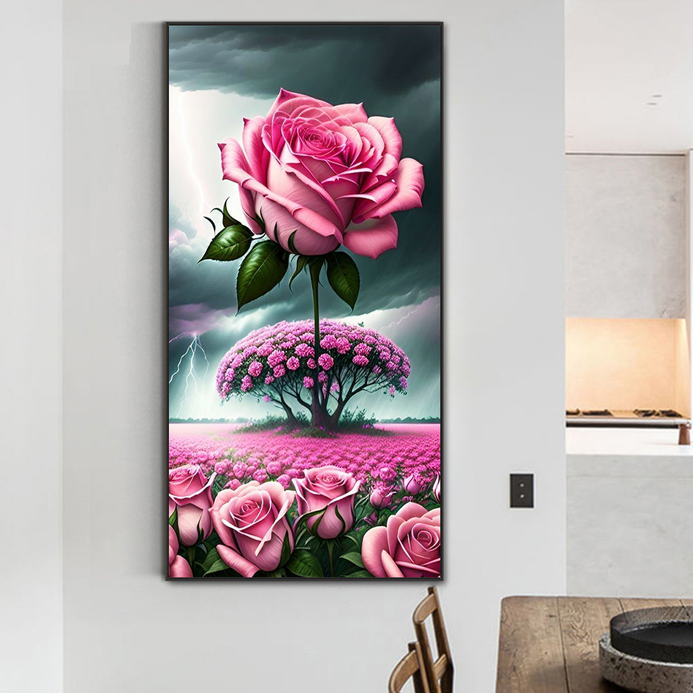 Rainy Rose Field - Full Round Drill Diamond Painting 40*80CM
