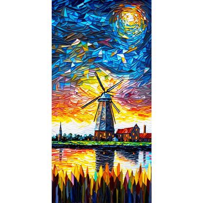Glass Windmill - Full Round Drill Diamond Painting 40*80CM