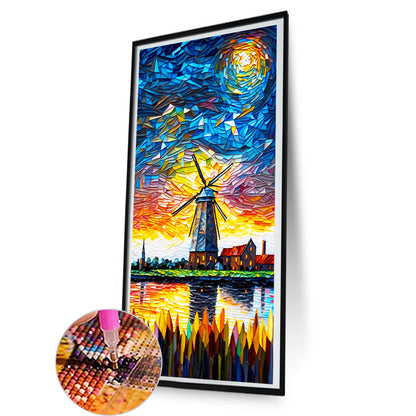 Glass Windmill - Full Round Drill Diamond Painting 40*80CM
