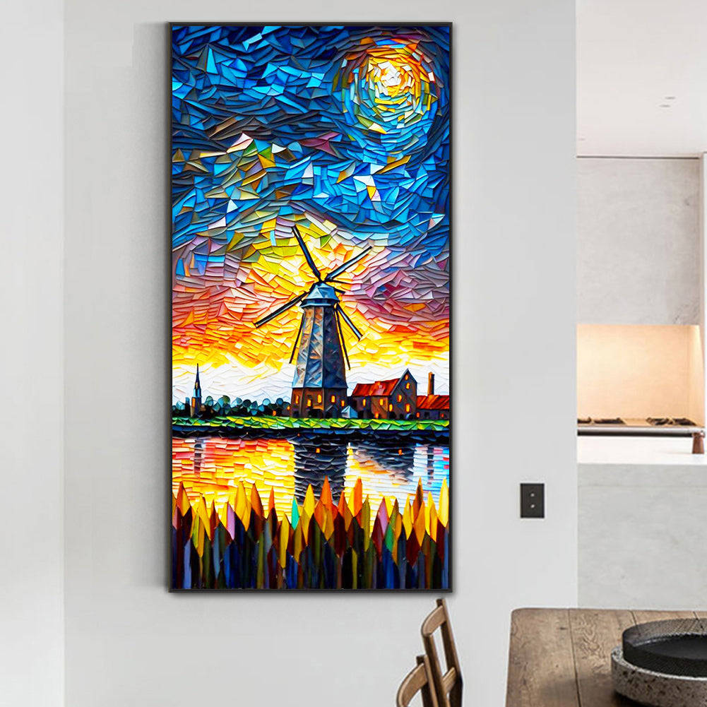 Glass Windmill - Full Round Drill Diamond Painting 40*80CM