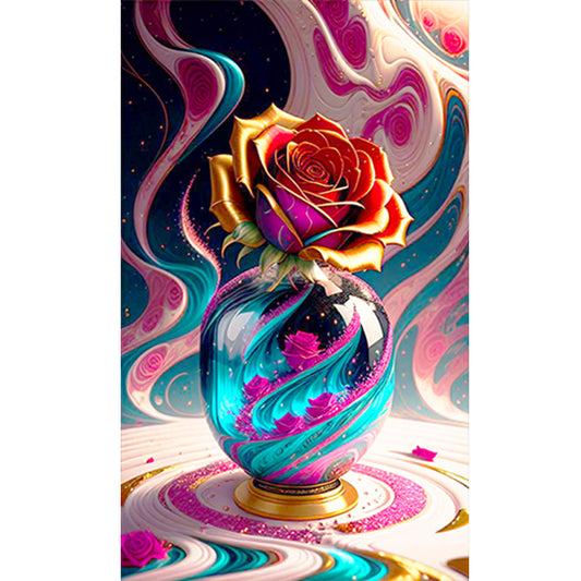 Rose Vase - Full Round Drill Diamond Painting 60*100CM
