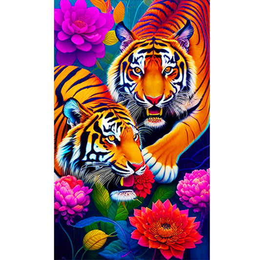 Double Tigers - Full Round Drill Diamond Painting 60*100CM