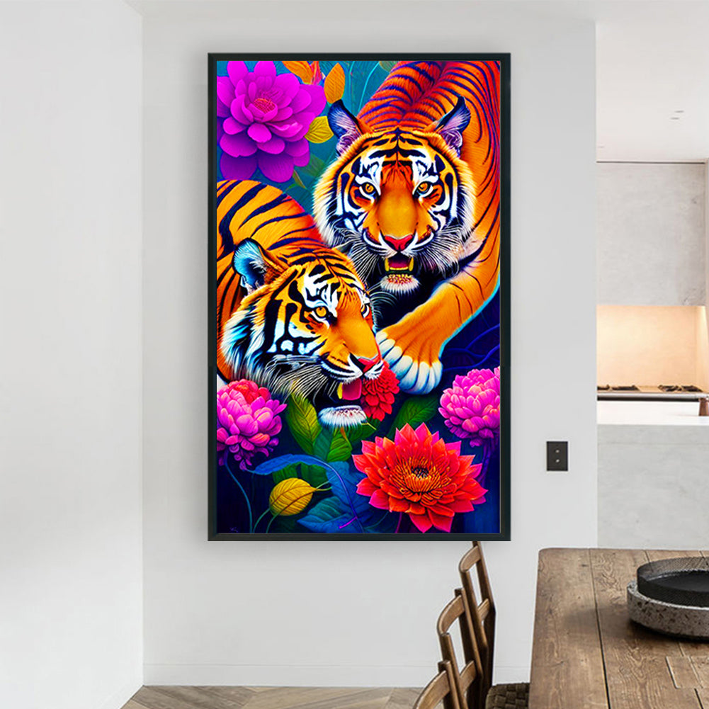 Double Tigers - Full Round Drill Diamond Painting 60*100CM