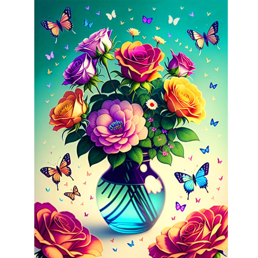 Bouquet In Vase - Full Round Drill Diamond Painting 30*40CM