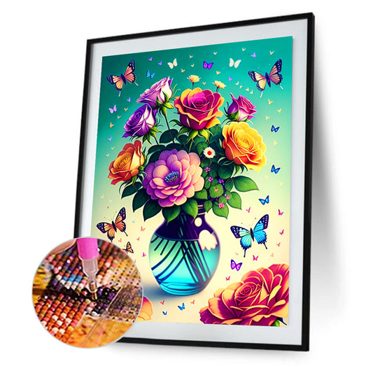 Bouquet In Vase - Full Round Drill Diamond Painting 30*40CM