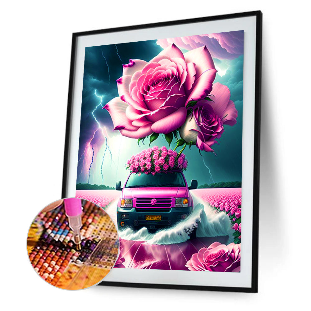 Car Rose - Full Round Drill Diamond Painting 30*40CM