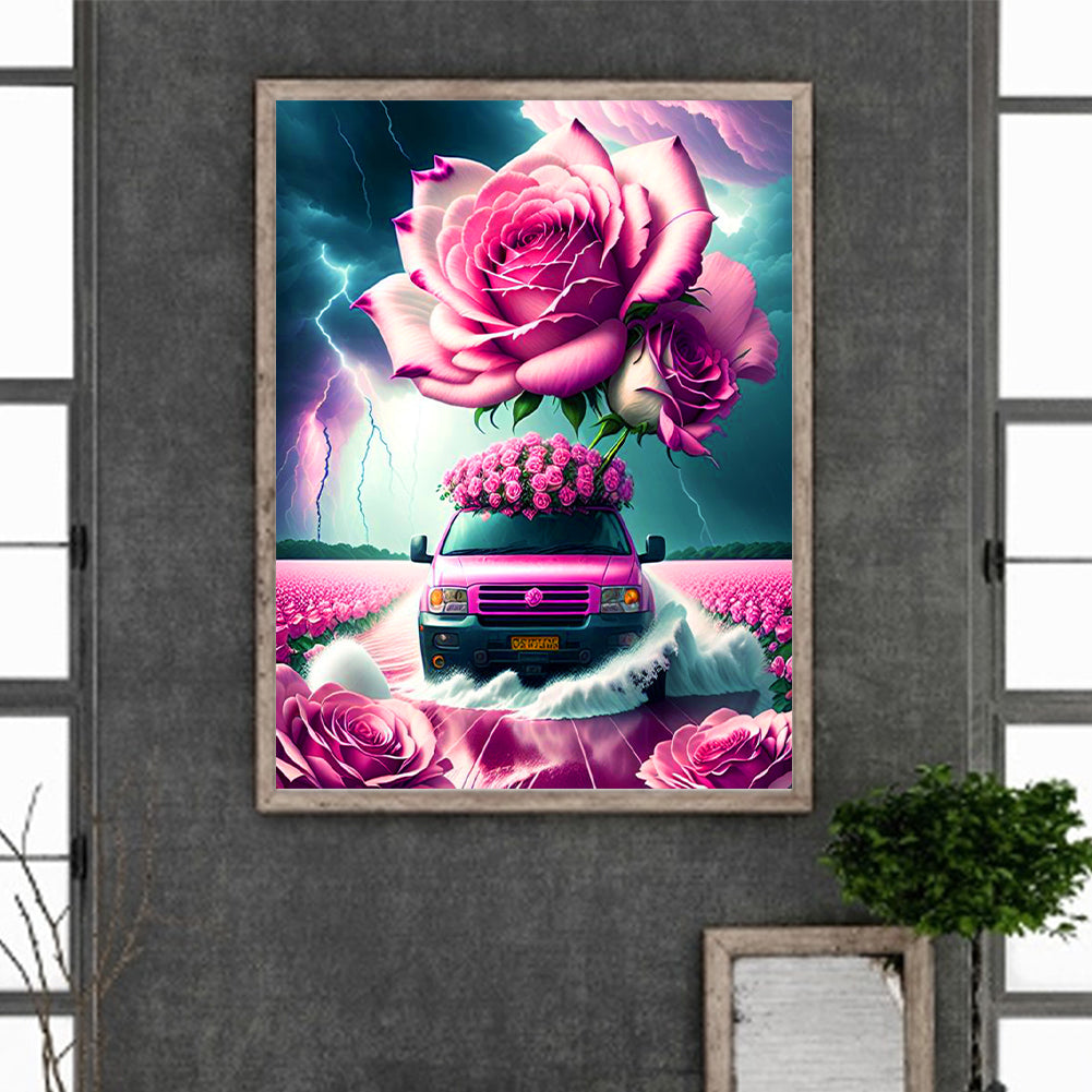 Car Rose - Full Round Drill Diamond Painting 30*40CM
