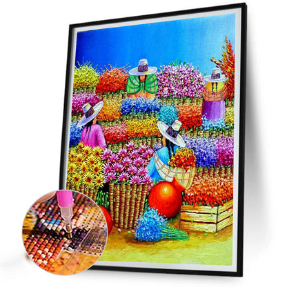 Flower Market - Full Round Drill Diamond Painting 40*50CM