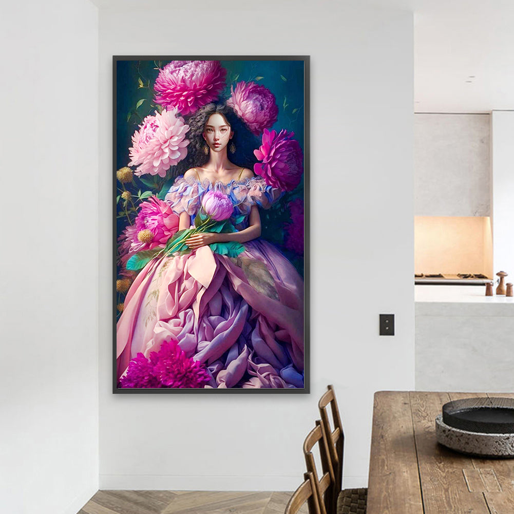 Flower Girl - Full Square Drill Diamond Painting 40*70CM