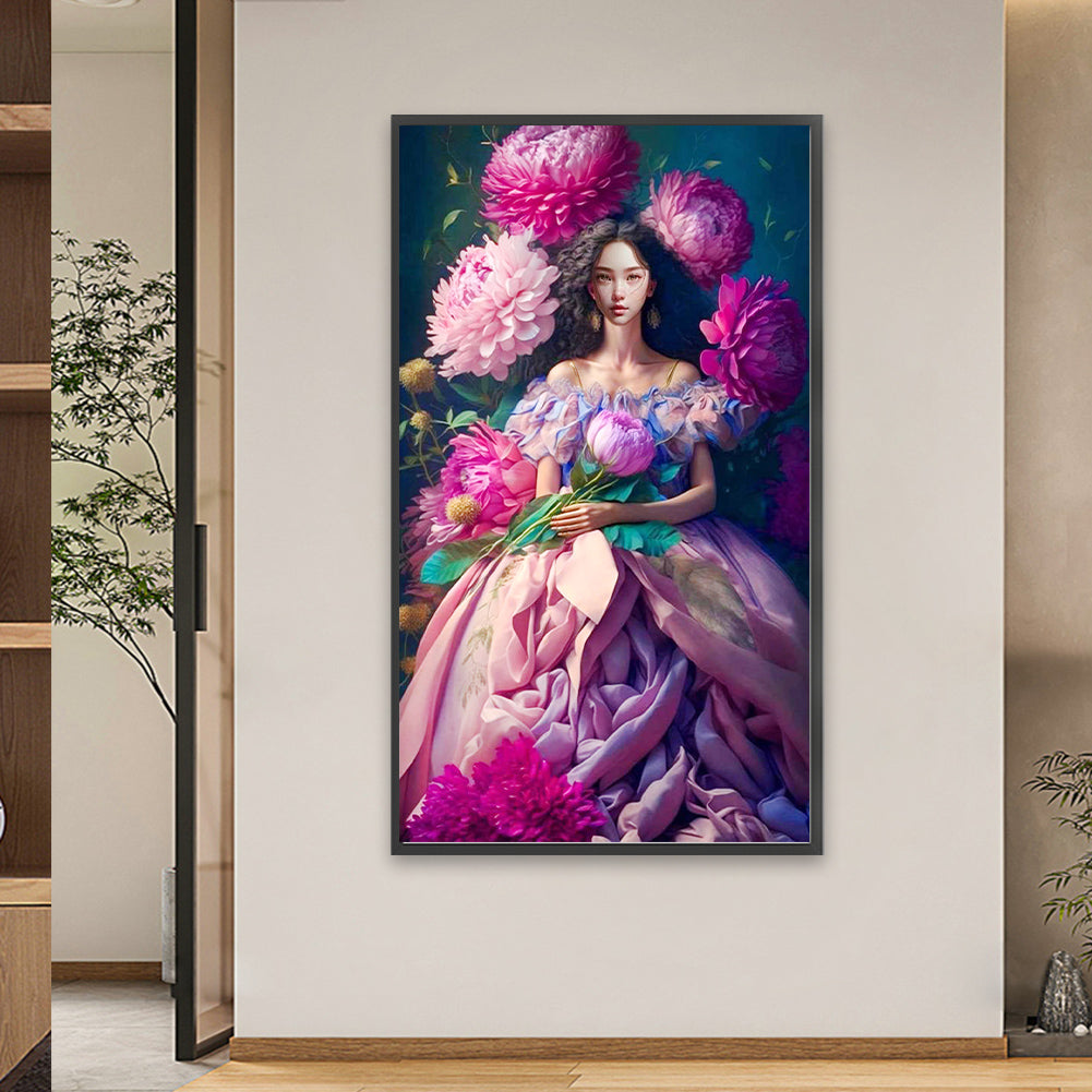 Flower Girl - Full Square Drill Diamond Painting 40*70CM