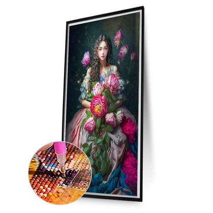 Flower Girl - Full Square Drill Diamond Painting 40*70CM