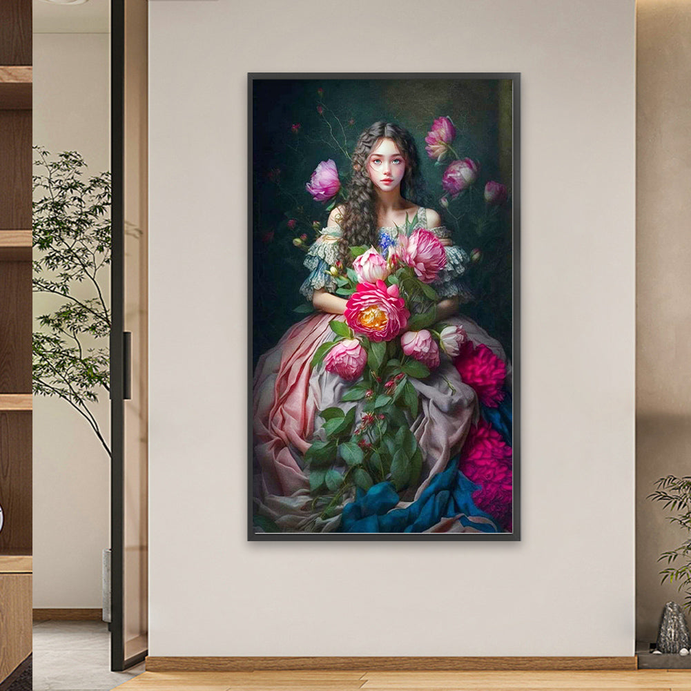 Flower Girl - Full Square Drill Diamond Painting 40*70CM