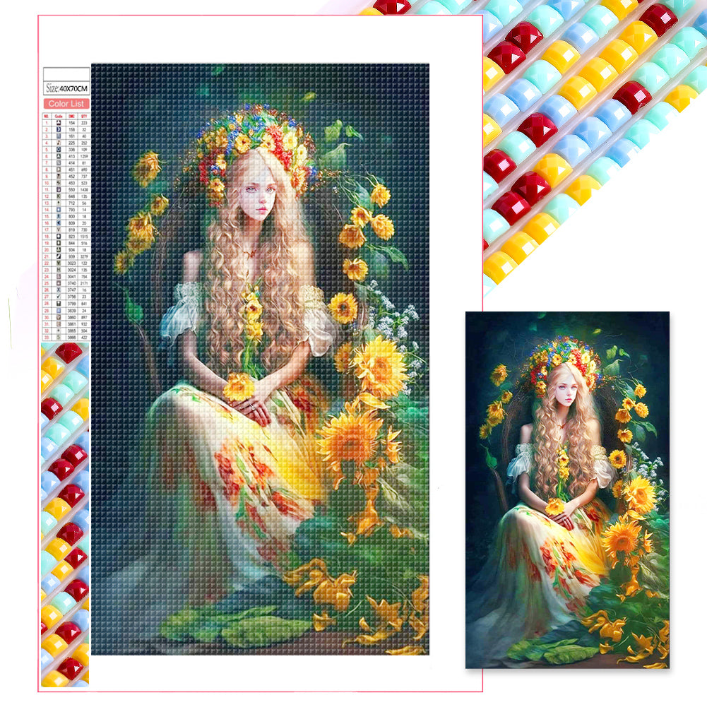 Flower Girl - Full Square Drill Diamond Painting 40*70CM