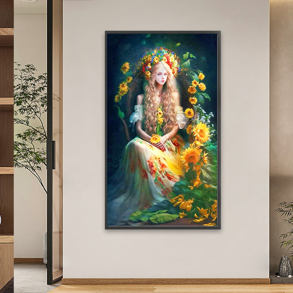 Flower Girl - Full Square Drill Diamond Painting 40*70CM