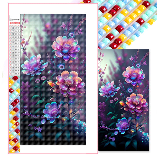 Purple Crystal Flower - Full Square Drill Diamond Painting 30*60CM