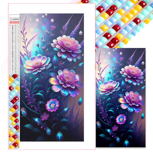 Purple Crystal Flower - Full Square Drill Diamond Painting 30*60CM