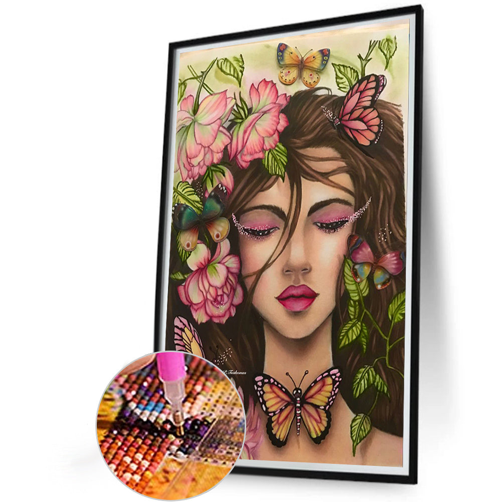 Flowers And Girls - Full Round Drill Diamond Painting 40*60CM