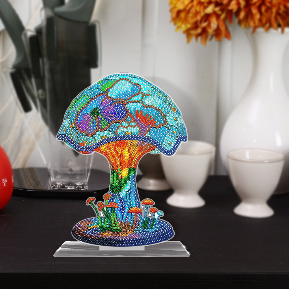 DIY Crystal Diamond Ornament Acrylic Mushroom Diamond Mosaic Ornaments Kids Gift