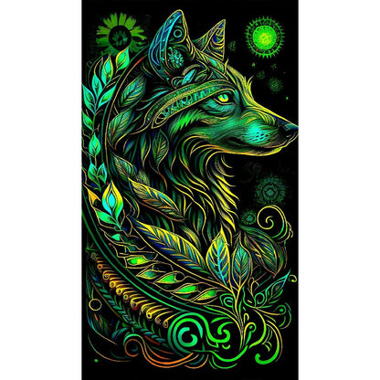 Green Wolf - Full Round Drill Diamond Painting 40*70CM