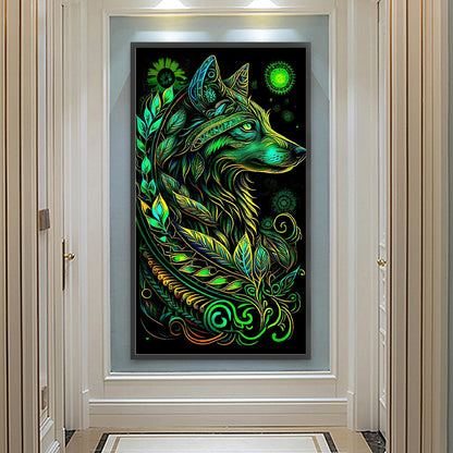 Green Wolf - Full Round Drill Diamond Painting 40*70CM