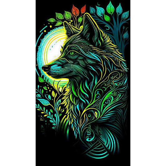 Green Wolf - Full Round Drill Diamond Painting 40*70CM