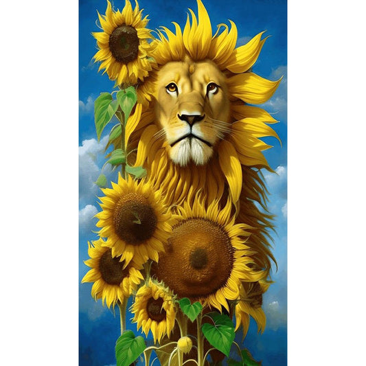 Sunflower Lion - Full Round Drill Diamond Painting 40*70CM