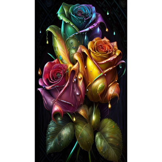 Colorful Rose Bouquet - Full Round Drill Diamond Painting 40*70CM