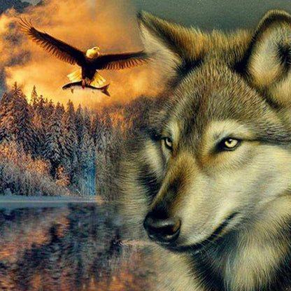 Eagle And Wolf - Full Round Drill Diamond Painting 30*30CM