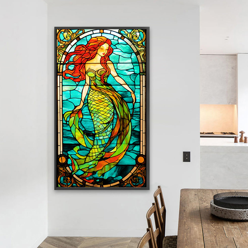 Mermaid Princess Glass Painting - Full Square Drill Diamond Painting 40*70CM