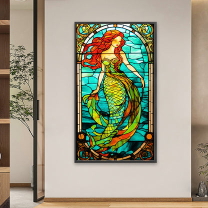 Mermaid Princess Glass Painting - Full Square Drill Diamond Painting 40*70CM